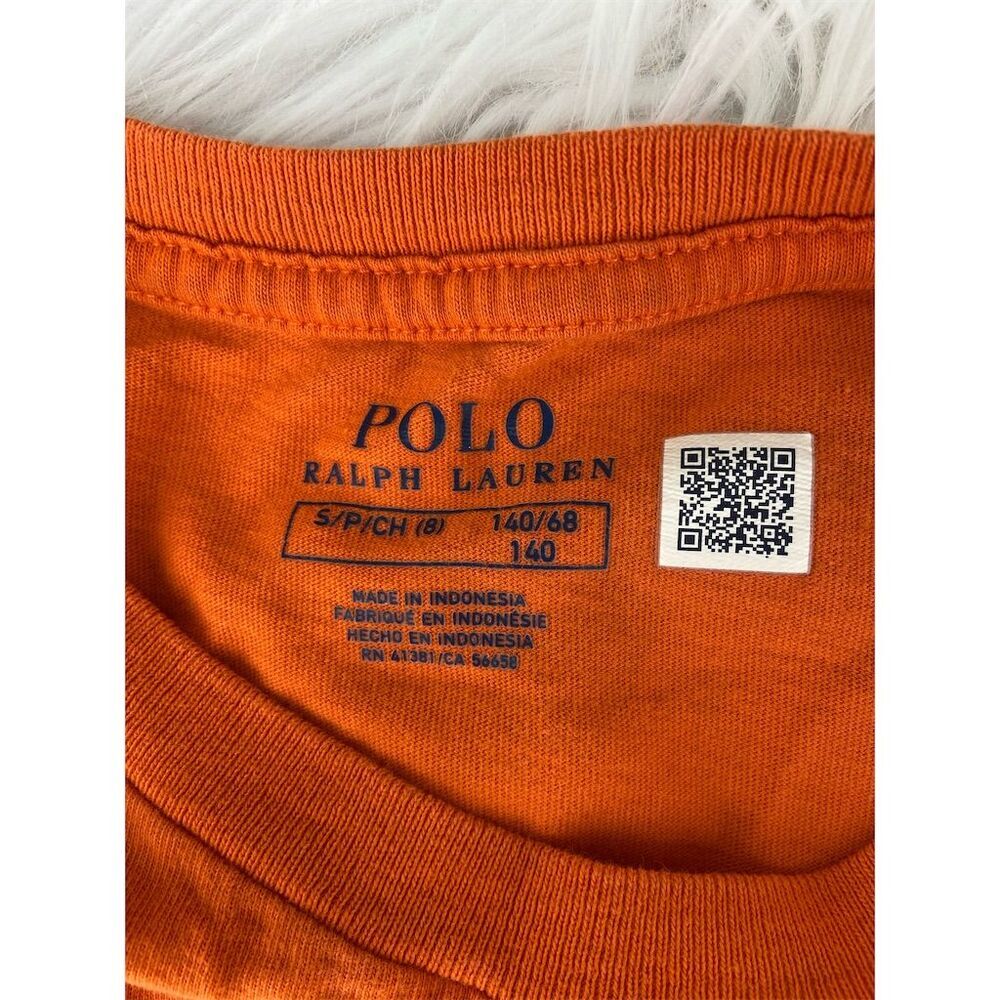 Polo Ralph Lauren Boys Orange Big Pony T-Shirt Size 8 Short Sleeve Casual - Picture 3 of 4